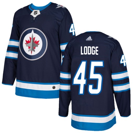 Jimmy Lodge Men's Adidas Winnipeg Jets Authentic Navy Home Jersey